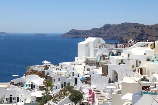 Griechenland Östliches Mittelmeer Blick auf Santorin