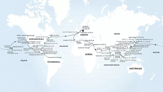 AIDAdiva Route Weltreise 2025