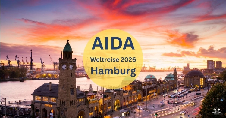 AIDA Weltreise 2026 Hamburg Hafen Landungsbruecken AIDA Weltreise 2026 Hamburg Hafen Landungsbruecken