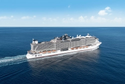 MSC Seaside auf See Seitenansicht