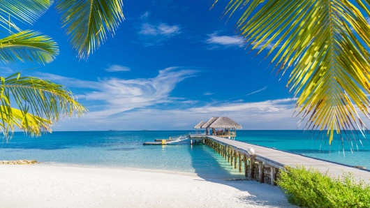 Karibik Bahamas perfekter Strand mit Steg 