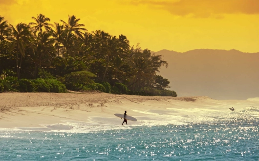 Surfer am Strand von Hawaii